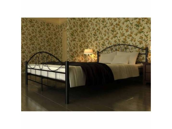 YNGBHFNOP Metallbett pulverbeschichtet Schlafzimmer Stil 180x200 cm Schwarz Bett mit Matratze 180x200 Metallbett Schwarz mit Kaltschaummatratze H2 Stabiler Rahmen Lattenrost Gepolstertes Kopfteil