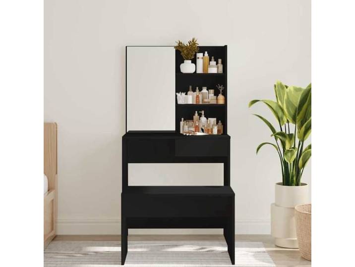 Soldes d'automne Noir Table de Beauté - Coiffeuse avec miroir - Noir - 74 5x40x141cm 3895094412256