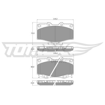 TOMEX BRAKES Bremsbelagsatz, Scheibenbremse tx1381 Vorderachse für GREAT WALL TOYOTA NISSAN VW