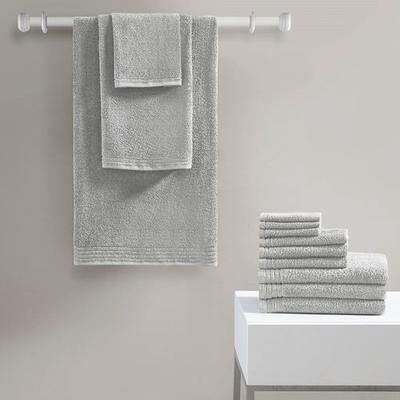 Jla Home/Bed Big Bundle Bath Towel Set 12 Piece Set, 12 Piece Set, Silver