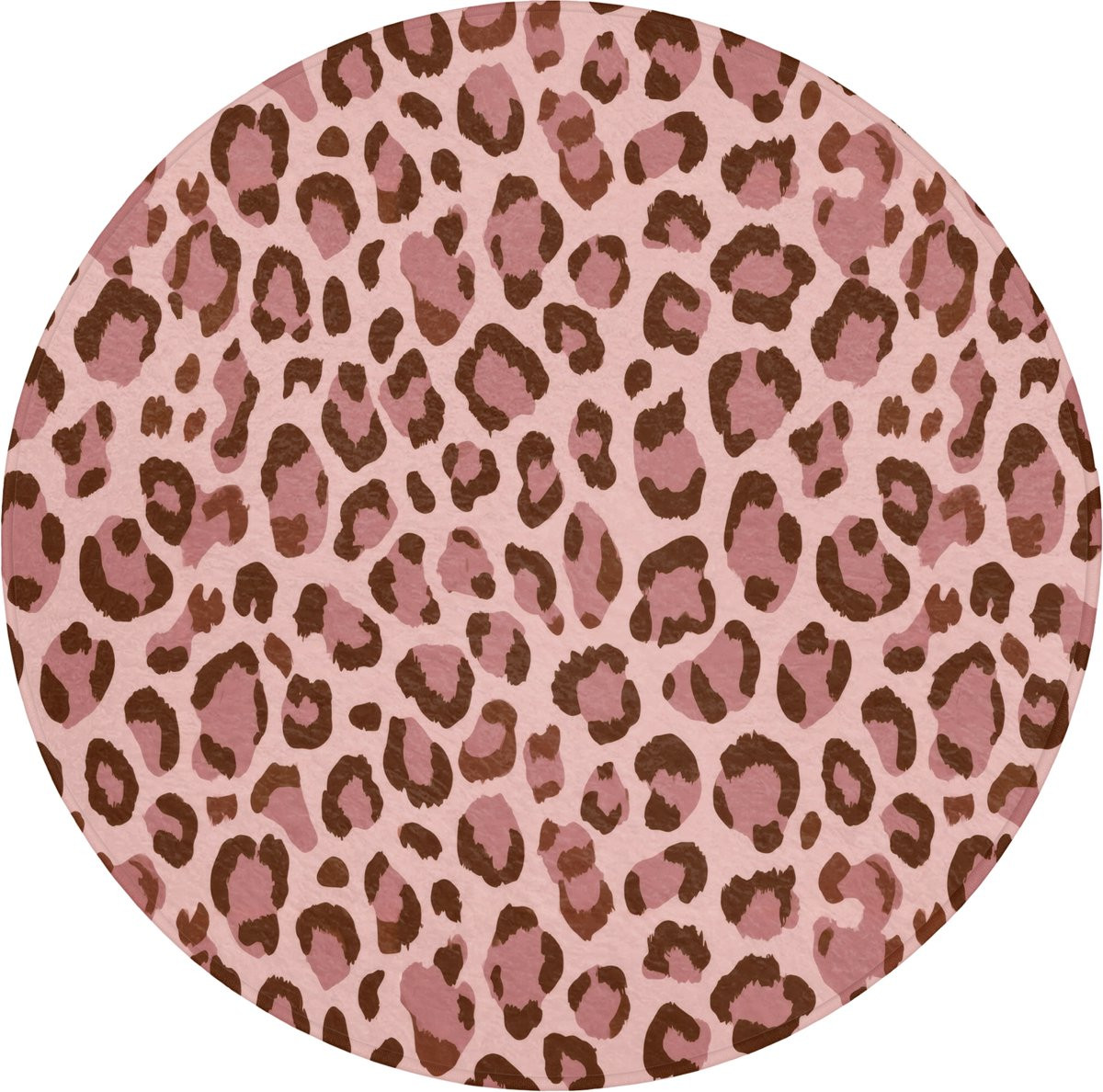 OnlyWow Ronde Badmat met Luipaardpatroon - Roze - Antislip - Diameter: 70 cm