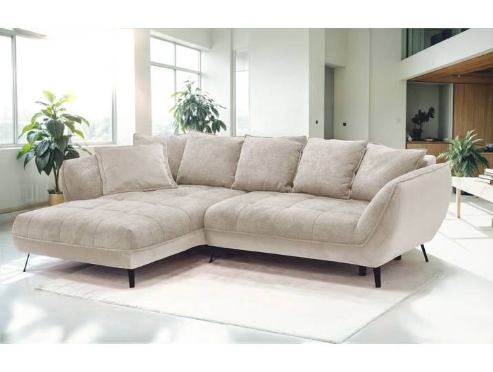 Ecksofa EXXPO - SOFA FASHION Midway Easy-Lift-Bettfunktion, 15cm bodenfrei, bequem, Breite 282cm , braun (cappucino), B:282cm H:91cm T:187cm, Sofas, Ecksofa, inkl. Bettfunktion und praktischem Bettkasten, L-Form