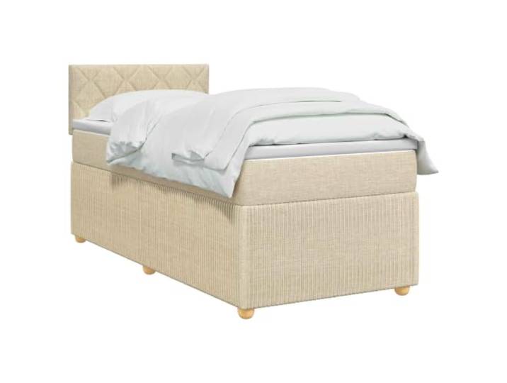vidaXL Boxspringbett mit Matratze mit Kopfteil Creme 90 x 190 cm Stoff
