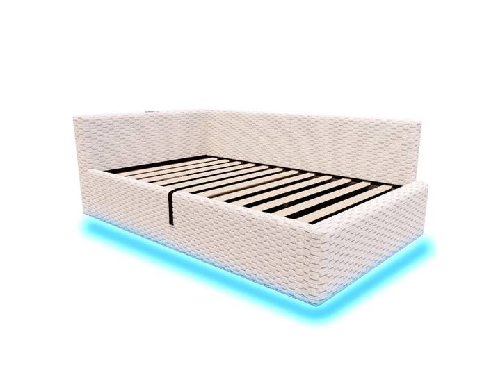 Oxeza Polsterbett 90/200 cm Beige mit LED-Beleuchtung, USB-C-Anschluss und 2 USB-Anschlüssen, Mode, Rechteckig, 90x200 cm, Schlafzimmer, Betten, Polsterbetten