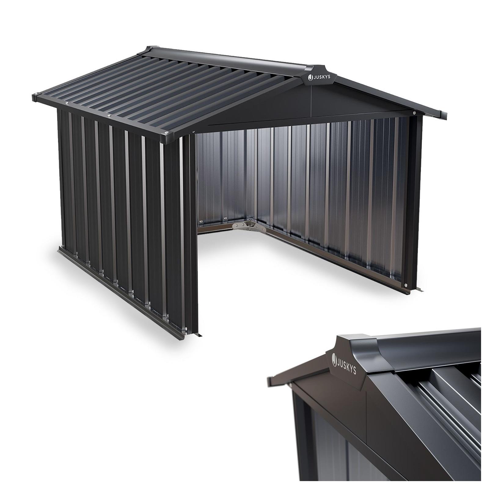 Juskys Mähroboter Garage mit Satteldach Rasenmäher Dach Carport aus Metall 98 x 89 x 63 cm