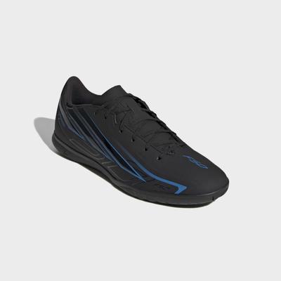 Fußballschuh ADIDAS PERFORMANCE "F50 HYPERFAST CLUB", Herren, Gr. 44,5, schwarz (core schwarz, core schwarz, lucid ray blau), Synthetik, Schuhe Fußballschuh, für Hallenboden