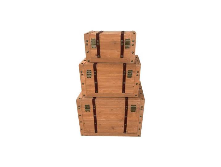 Lot de 3 malles en bois de sapin et MDF - 3 tailles - Naturel - ESPARTA