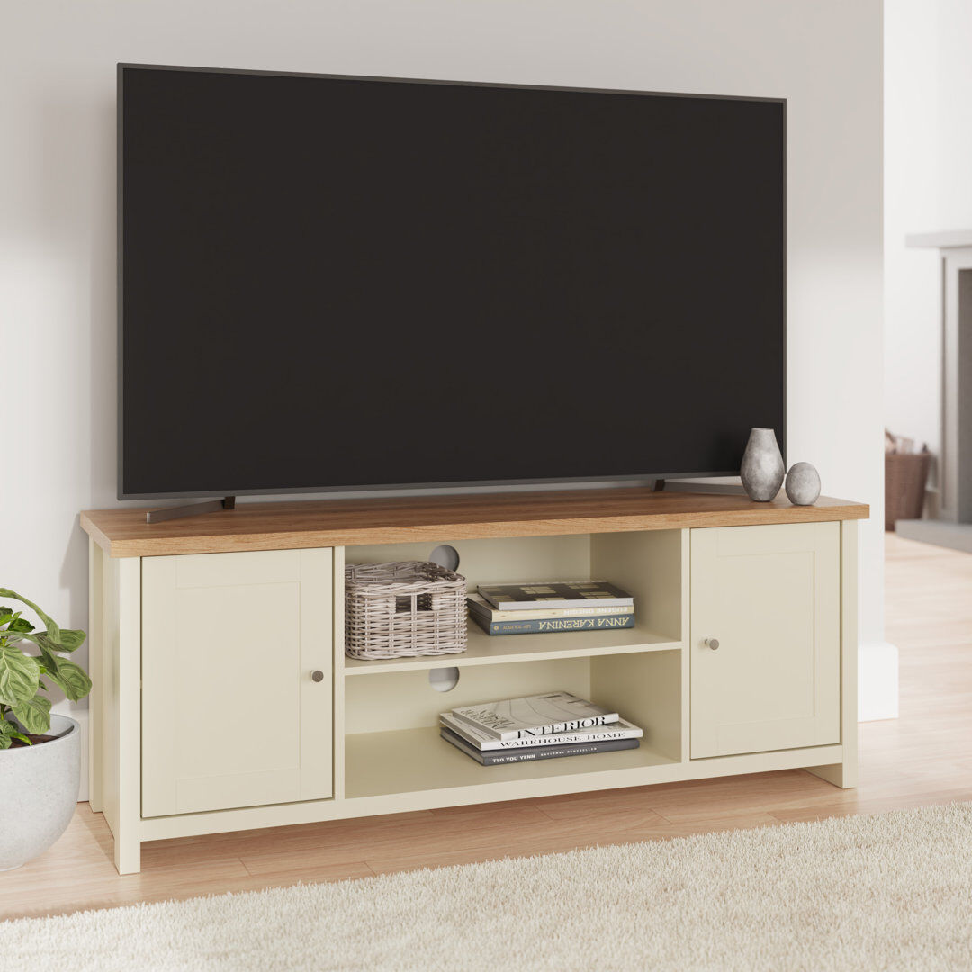 August Grove Beacsfield TV Stand for TVs up to 60" Cream/Oak 55"
