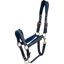 HorseGuard Halfter Angel navy mit Samt und Glitzer Applikation, Größe: Cob