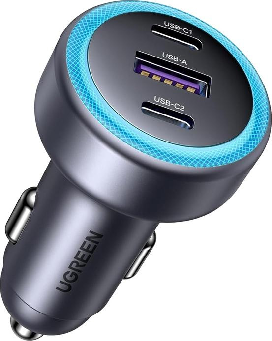 Ugreen EC307 autolader met USB en 2x USB-C, 30W, zwart