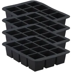 Excellent Houseware Eiswürfelform 4er-Set für 12 XL-Eiswürfel, Eisformen, Grau