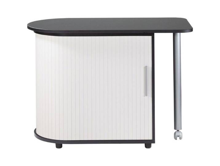 Bureau Informatique - Noir - Table Pivotante 360° - Meuble de Rangement - Blanc - Design Contemporain