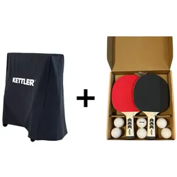 KETTLER Sparpaket cover + match: Tischtennisschläger-Set Match + Abdeckhaube Premium - Schwarz