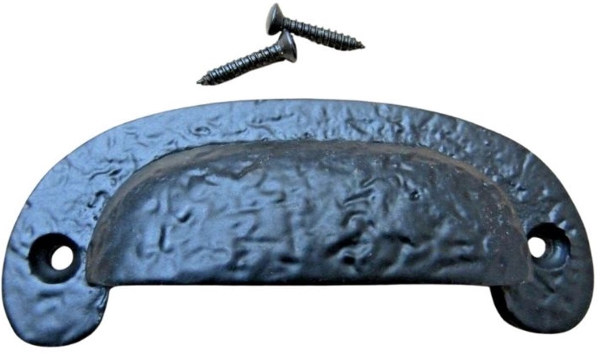 Textured Cabinet Cup Pull Handle Black Antique