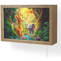 WANDLEUCHTE Giraffe - Elefant - Blumen - Dschungel LED 30x20 cm Wandlampe