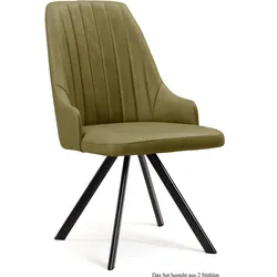 ESSZIMMERSTUHL drehbar (2er-Set) Devyn 52x91x60 Schwarz/Olivgrün