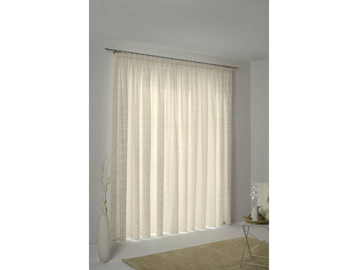 Vorhang WIRTH Toco-Karo Gr. 13, beige, B:132cm H:250cm, Chenille, Polyacryl, Gardinen, Vorhang