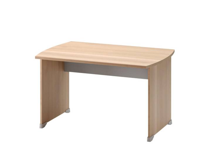 Calicosy Schreibtisch mit Gleitern L140 cm - Französische Herstellung, Eschefarben, 80x74x80 cm, Büromöbel, Schreibtische, Schreibtische