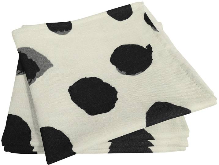 Stoffserviette ADAM Dots , schwarz (natur, schwarz), B:30cm L:30cm, Obermaterial: 73% Leinen, 27% Baumwolle, Servietten, Stoffserviette, aus Bio-Baumwolle,Made in Germany