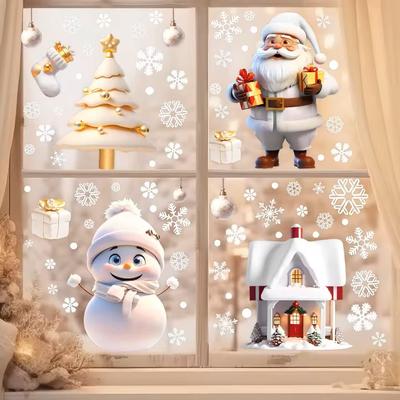 Inspire Select 137 Pieces Snowflake & Window Flower Electrostatic PVC Stickers Reusable Winter Decor Set a