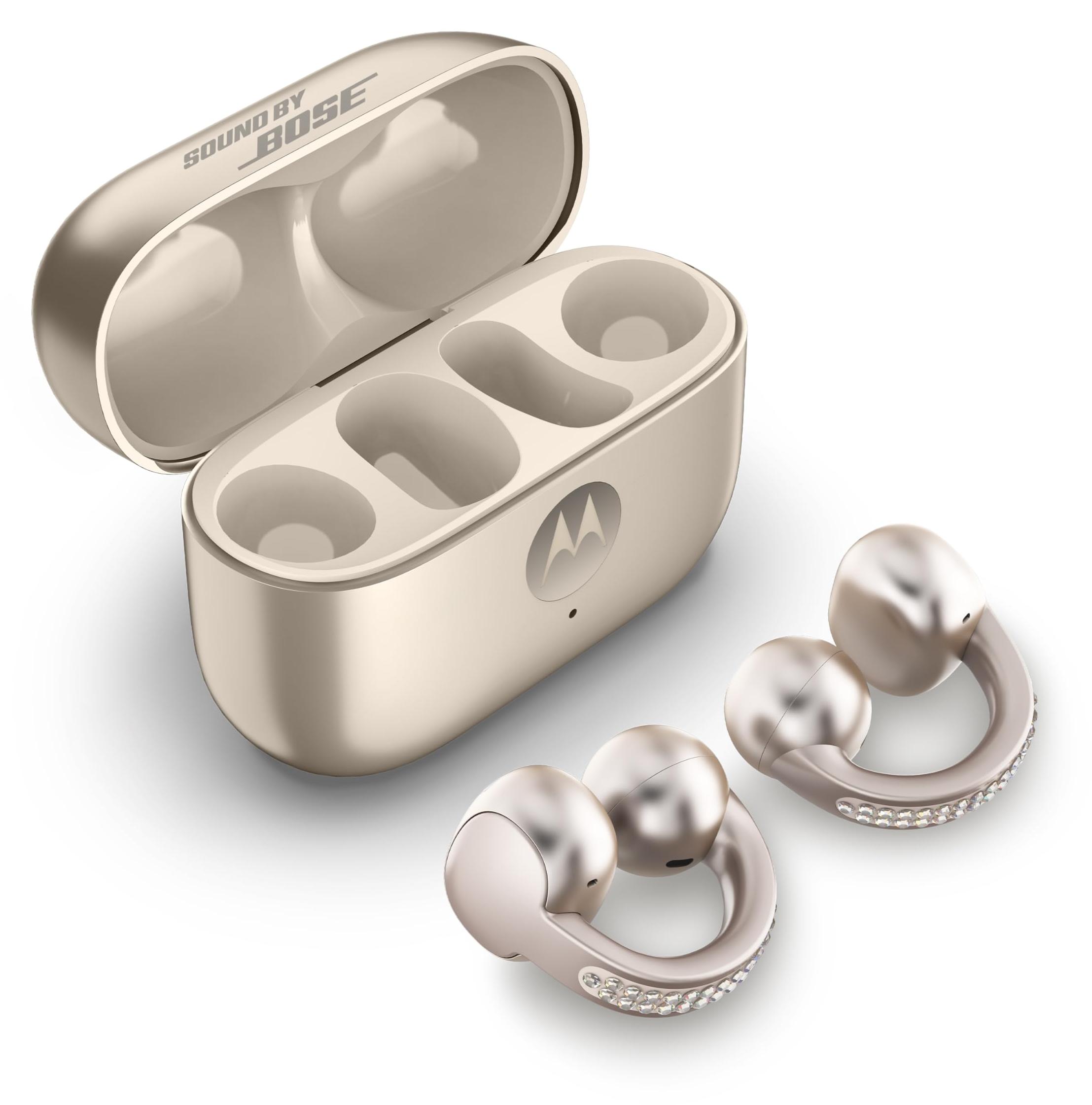 Motorola Moto Buds Loop ft. Sound by Bose (Open-Ear-Earbuds, BT 5.4, kristallkla