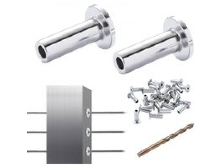 VEVOR Manchons de protection acier inoxydable T316 pour garde-corps 121PCS câble métallique 3,2 mm T316 qualité marine, avec foret Installation facile pour bricolage de balustrade, garde-corps, argent