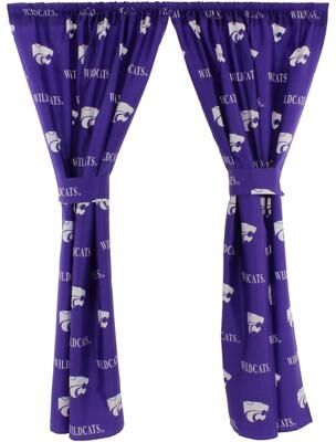 College Covers Kansas State Wildcats 100% Cotton, Curtain Panels, Set of 2
