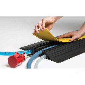 EHA Kabelbrücke 45022 Vario, 4 Kanal, 100 cm x 35 cm, überfahrbar, schwarz/gelb, Gummi
