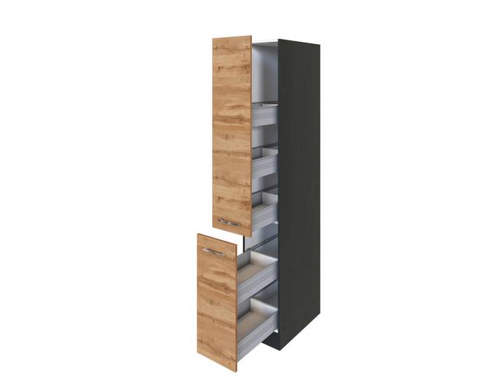 Held Apothekerschrank, Eiche, Anthrazit, Graphit, einzeln stellbar, 30x200x60 cm, individuell planbar, Küchen, Küchenmöbel, Küchenschränke, Apothekerschränke