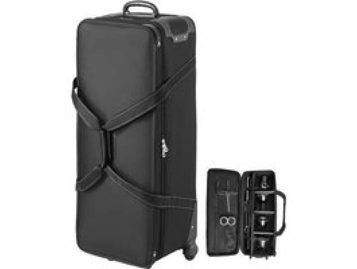 VEVOR Valise à roulettes pour équipement de studio, 100x38x32 cm, sac transport pour appareil photo, avec roulettes, sangles, compartiment rembourré, poignée, pour pied éclairage, trépied, télescope