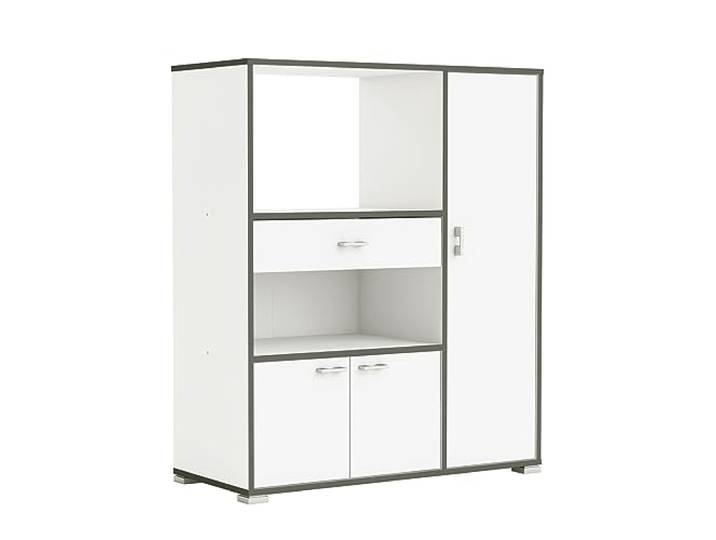 möbelando Küchenbuffet >Buzz< in Matt weiß - 90x107,4x40cm (BxHxT)