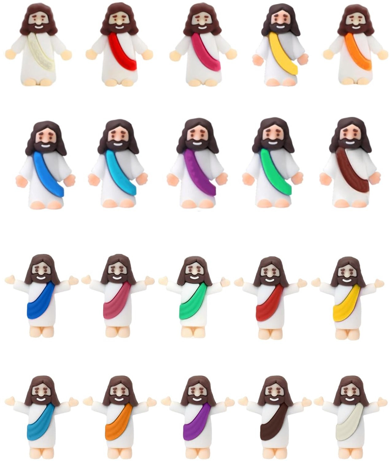 Set van 20 gladde mini Jezus figuren voor knutselen en decoratie