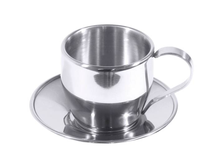 Kaffeetassen-Set Contacto Bander silber Edelstahl H 7.5 cm 0.18 l - Kaffeetassen-Set