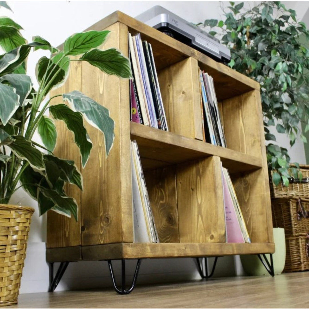 Union Rustic Solid Wood 90 cm H Media Shelves Dark Oak 90cm H X 90cm W X 39cm D