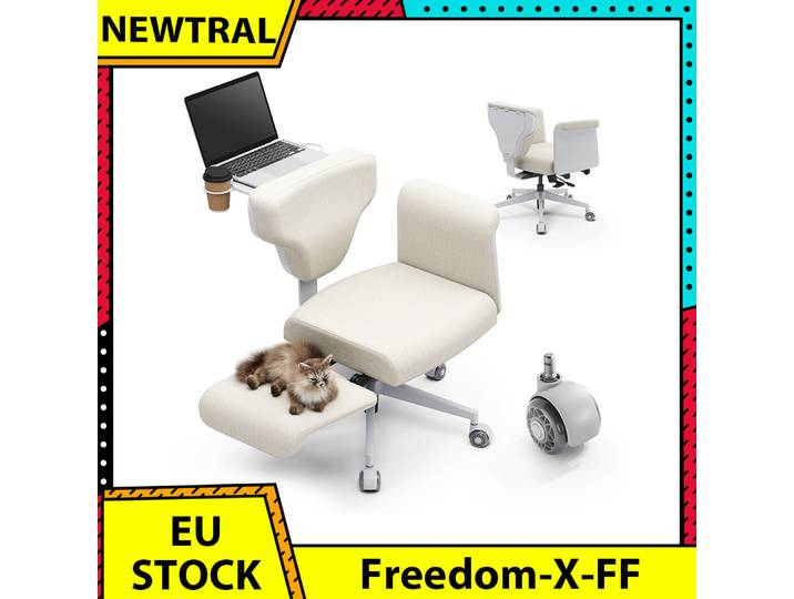NEWTRAL Freedom-X-FF Chaise à dossier croisé avec accoudoirs et roulettes, chaise inclinable multi-positions, chaise ergonomique à jambes croisées