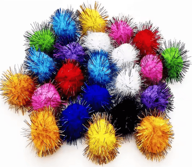 Inspire Picks SparklePounce Glitter Pom Pom Cat Toy Balls Set 50 Pieces 50pcs
