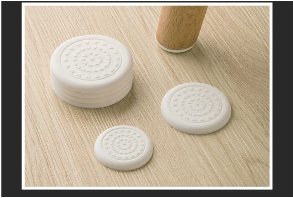 INF Silikon-Stuhlbein-Schützer zum Zuschneiden (8er-Set) - Rutschfest, dick, geräuschreduzierend, Mehrfarbig, 4cm x 4cm Weiß