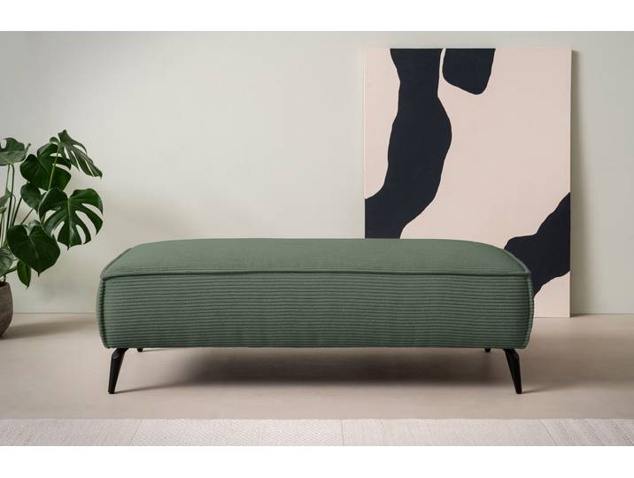 Polsterhocker GOODPRODUCT TVINNU Cord , grün (dunkelgrün), B:140cm H:44cm T:65cm, Hocker, Polsterhocker, zur Serie TVINNU, gemütlicher Sitzkomfort, rechteckig, schwarze Füsse