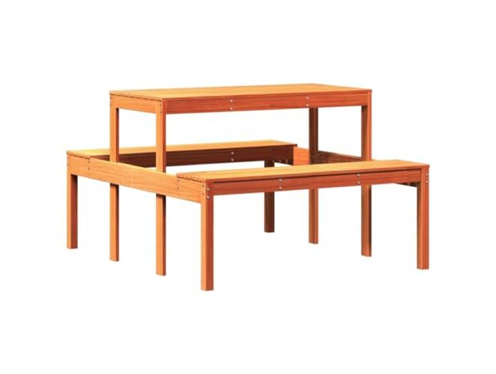 TUERYAFEK Picknicktisch Massivholz Kiefer 110x134x75 cm Wachsbraun, Latten-Design gegen Wasseransammlung, robuste Tischplatte, für Garten Terrasse