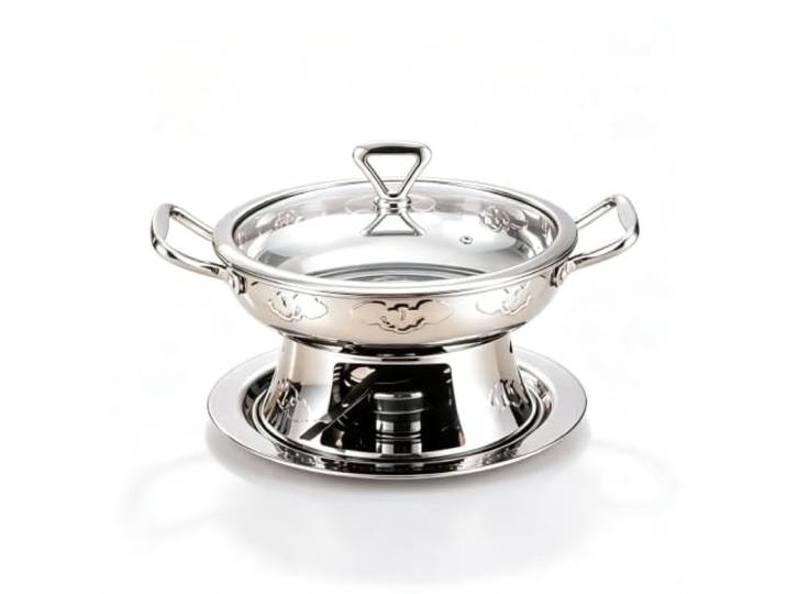 Deckelloser runder Chafing Dish, Chafing Dish-Set chafing dish Sets aus Edelstahl-Chafers und Buffetwärmern mit Pfannen und Brennstoffhaltern