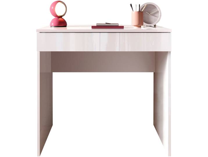 Schreibtisch OTTO HOME Basic, Computertisch mit 1 Schublade , weiß (weiß hochglanz lack, weiß hochglanz lack, weiß hochglanz lack), B:78cm H:76cm T:50cm, Tische, Schreibtisch, Arbeitstisch, Schminktisch in versch. Farben, Breite 78 oder 110 cm