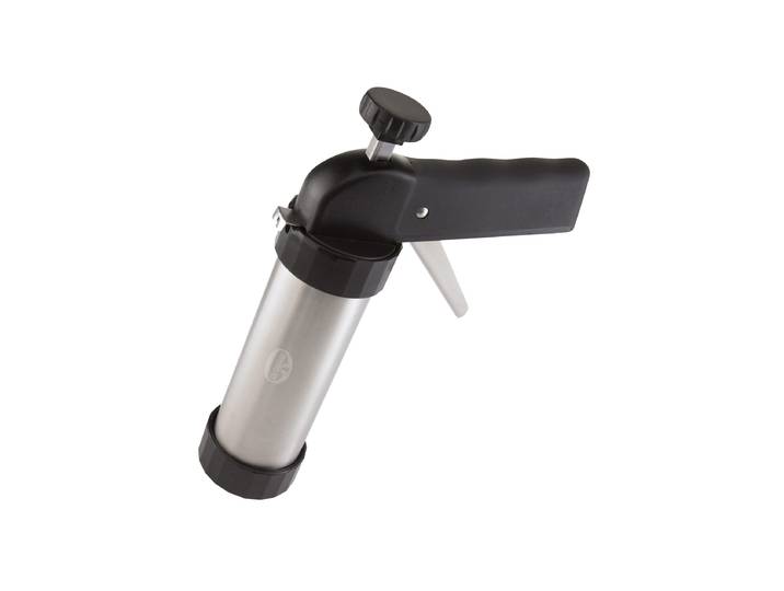 Gebäckpresse, schwarz (edelstahlfarben, schwarz), L:22cm, Edelstahl, Kunststoff, DR. OETKER KÜCHENHELFER, Gebäckpressen, Gebäckpresse