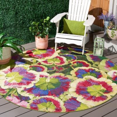 SAFAVIEH Barbados Siety Tropical Waterproof Patio Backyard Rug