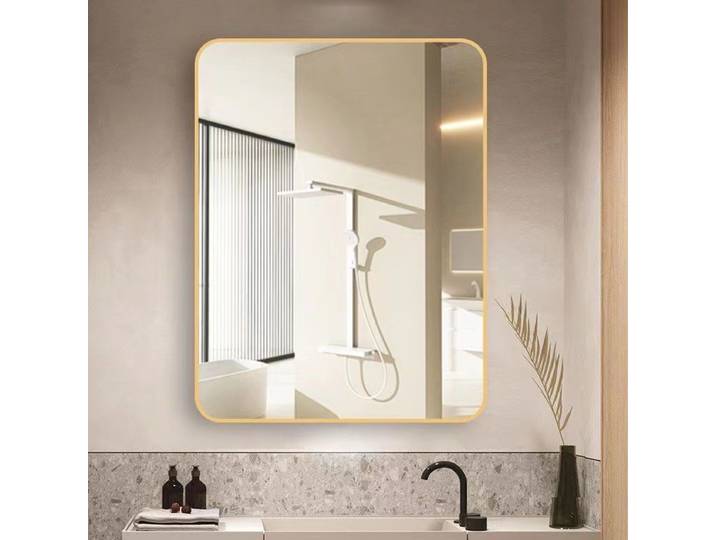Miroir de salle de bains à cadre en aluminium, lavabo mural, miroir de maquillage, lavabo de toilette, miroir de salle de bains rectangulaire, vanité