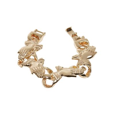 Bettelarmband URBAN CLASSICS "Urban Classics Unisex Pray Hands Bracelet" Gr. S, gold, Armbänder, Damen, S/M, Zink, Bettelarmband