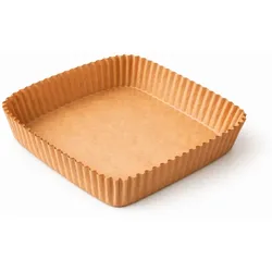 RyanPack Backpapier für Airfryer & Heißluftfritteuse – Quadratisch 23×23×4,5 cm – 100 Stück