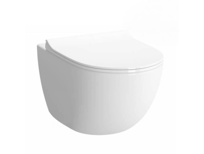 SENTO Cuvette compacte sans bride 49,5cm + abattant ultra-fin avec frein de chute (SentoCompactRimless)