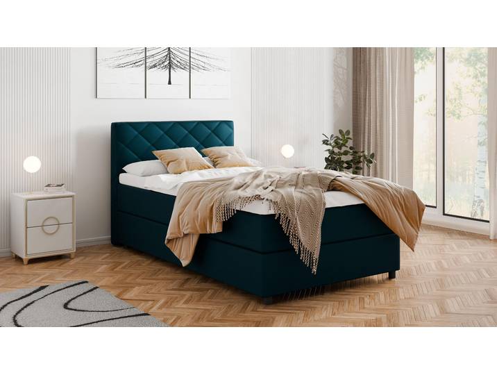 BOXSPRINGBETT Diamaro 120x200 cm mit Bettkasten und Topper - Dunkeltürkis