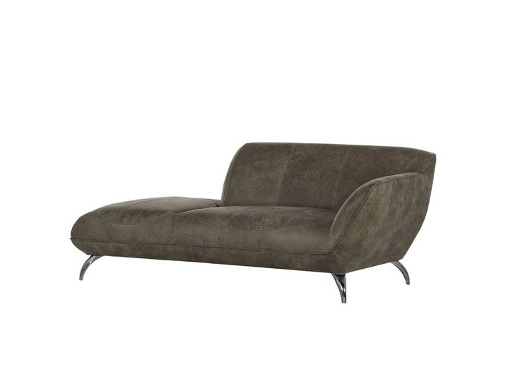 Recamiere Astley Grau/Muskat Echtleder 200 x 83 x 100cm Armlehne davorstehend rechts Modern