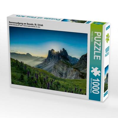 CALVENDO Puzzle Sonnenaufgang am Seceda, St. Ulrich | 1000 Teile Lege-Größe 64x48cm Foto-Puzzle für glückliche Stunden